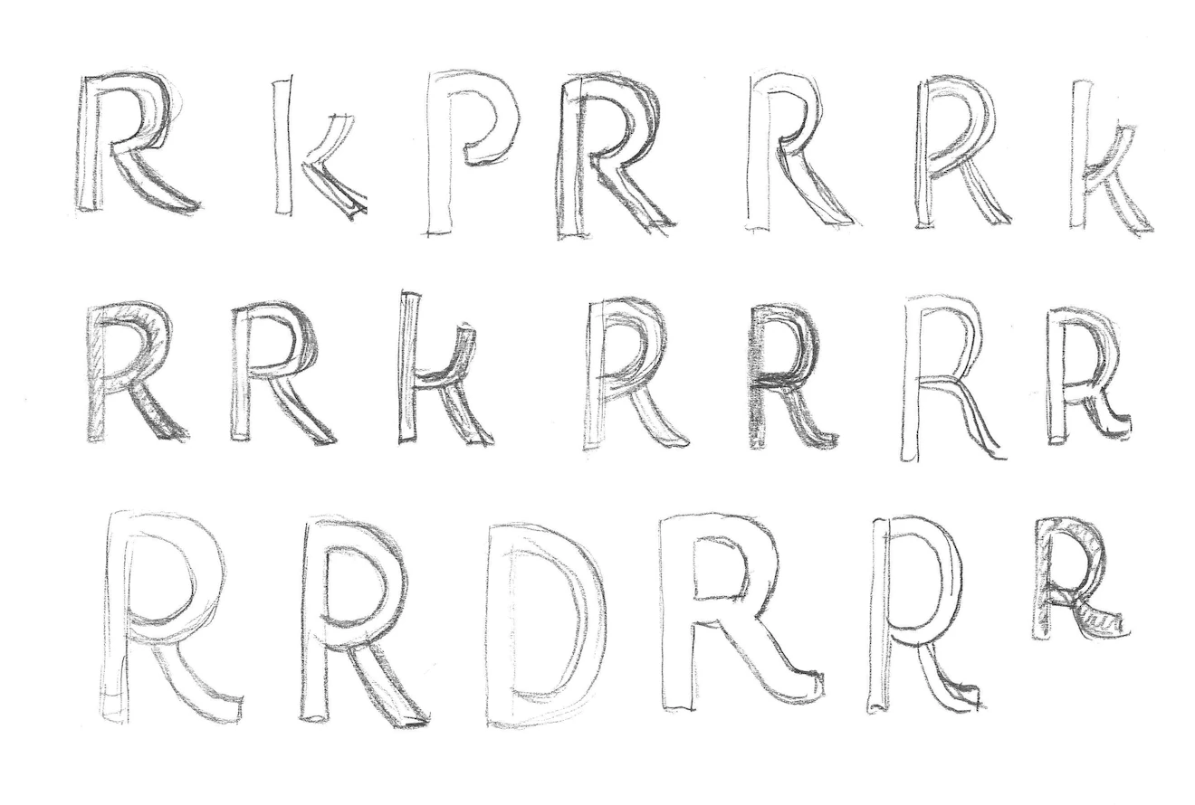 The first sketches of the capital letter R